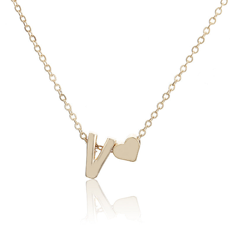 Peach Heart Shaped Letter Necklace