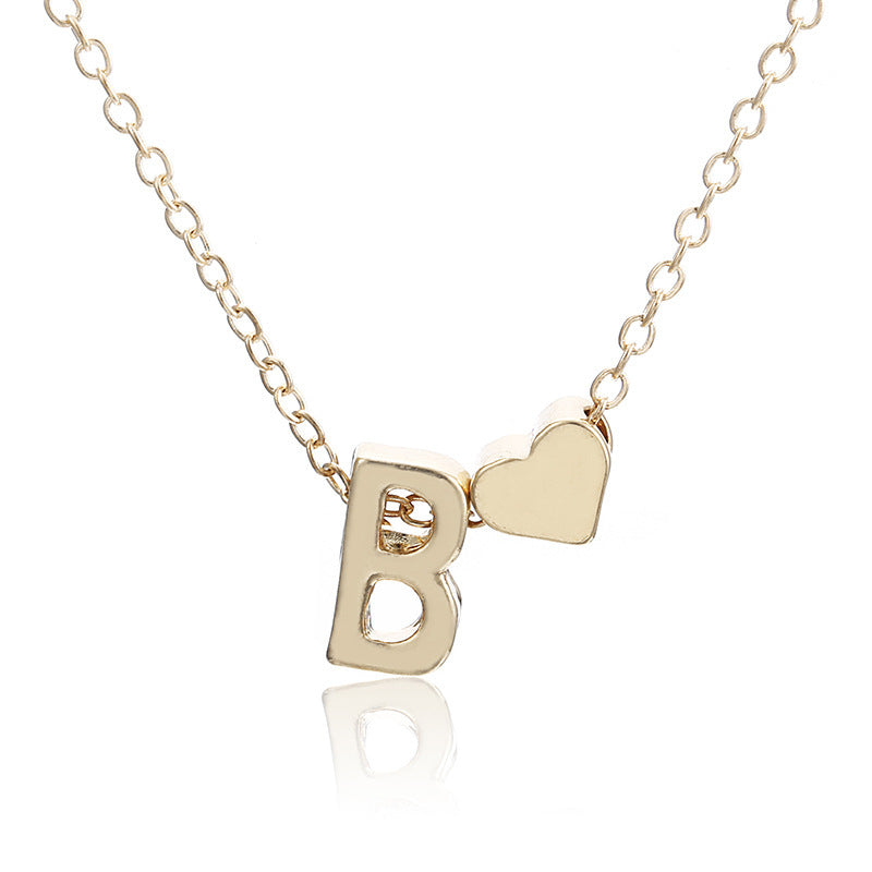 Peach Heart Shaped Letter Necklace