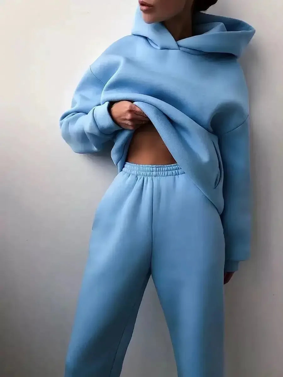Women's Casual Hooded Sweater Two-piece Suit