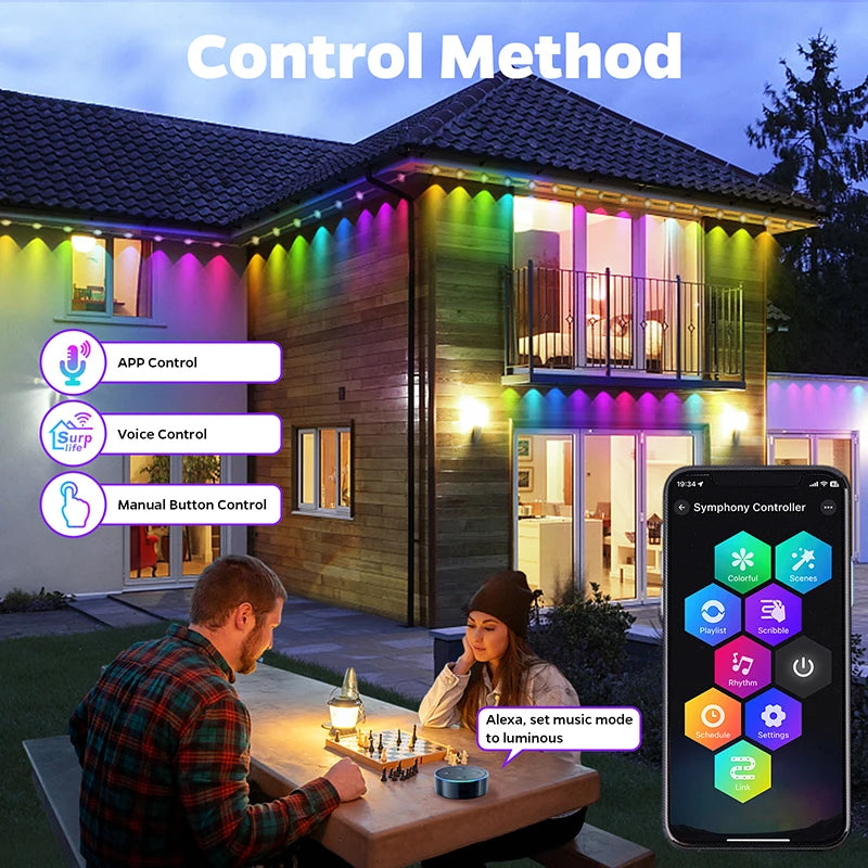 Weather-Proof Wonder: Smart RGBIC Lights for Outdoor