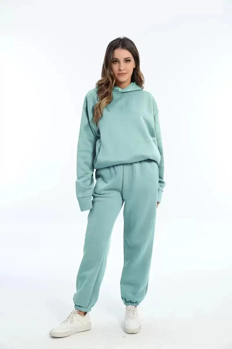 Women's Casual Hooded Sweater Two-piece Suit