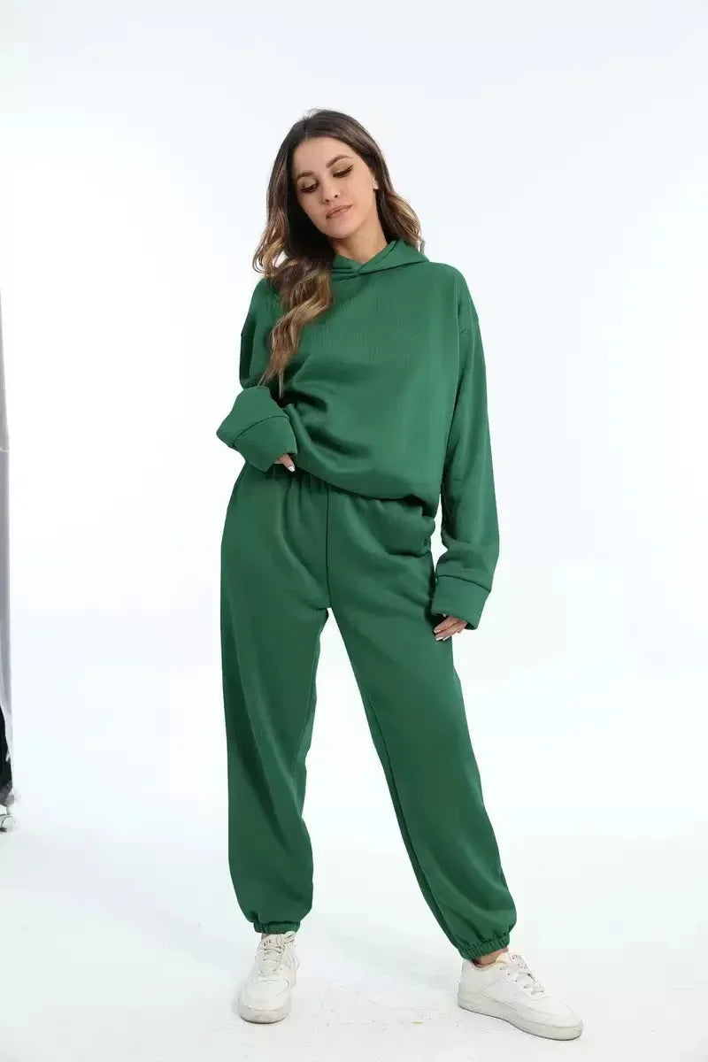 Women's Casual Hooded Sweater Two-piece Suit