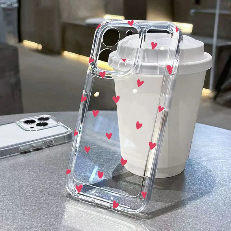 Heart Graphic Silicone Bumper Case for iPhone 14/13/15 Pro Max