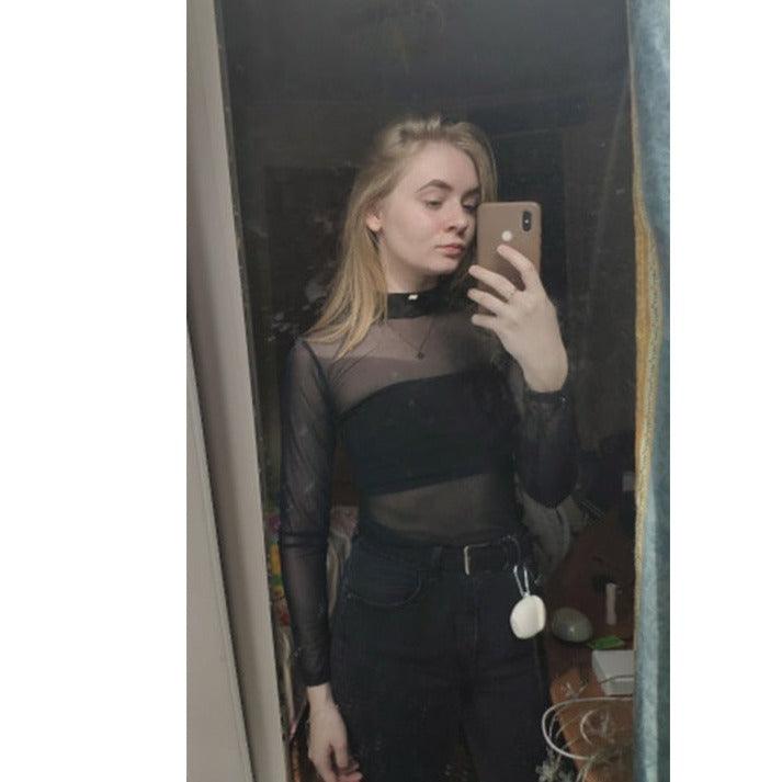 Sheer Mesh Turtleneck