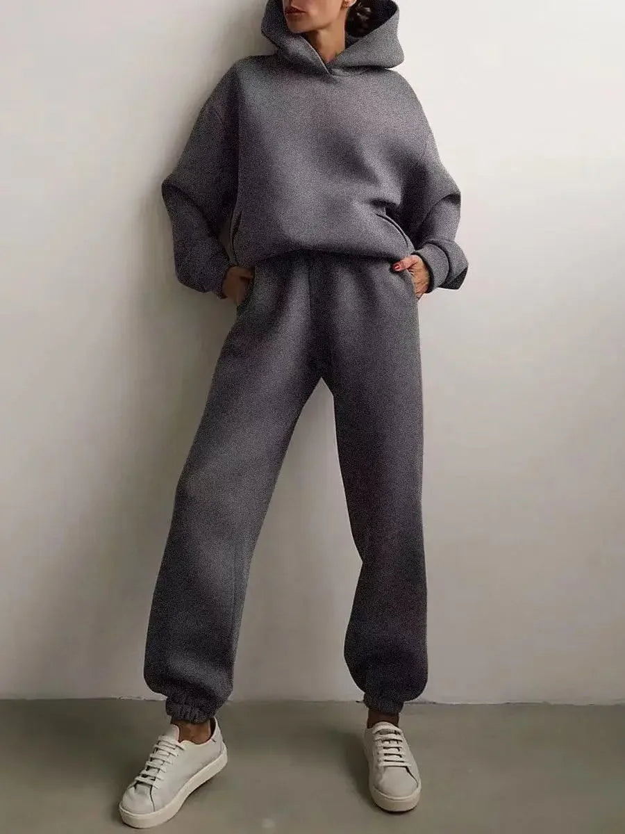 Women's Casual Hooded Sweater Two-piece Suit