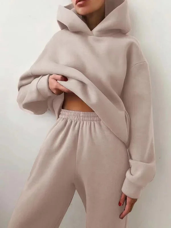 Women's Casual Hooded Sweater Two-piece Suit