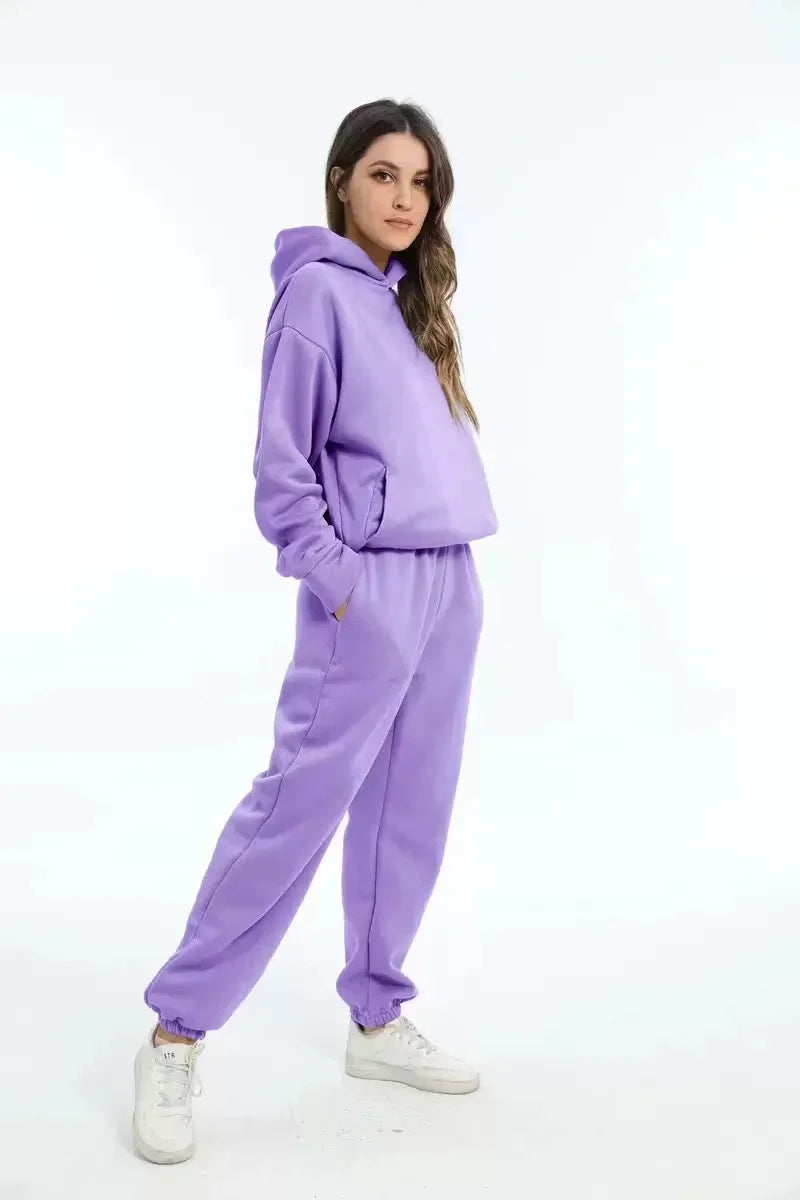 Women's Casual Hooded Sweater Two-piece Suit