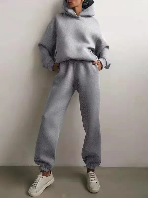 Women's Casual Hooded Sweater Two-piece Suit