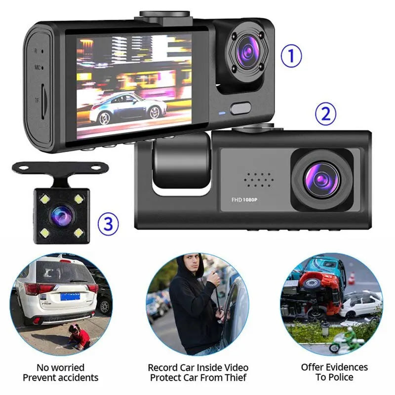 1080 Triple Dash Cam