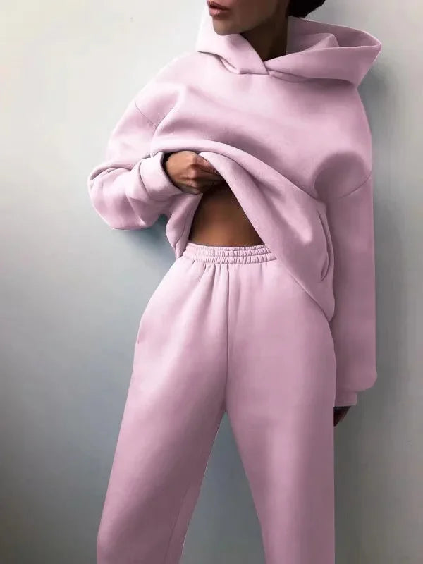 Women's Casual Hooded Sweater Two-piece Suit